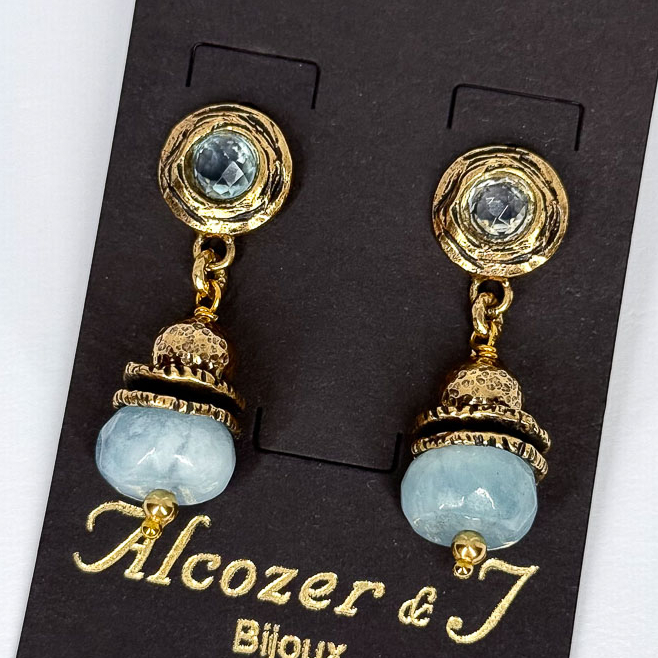 Серьги Alcozer & J с аквамарином и топазом