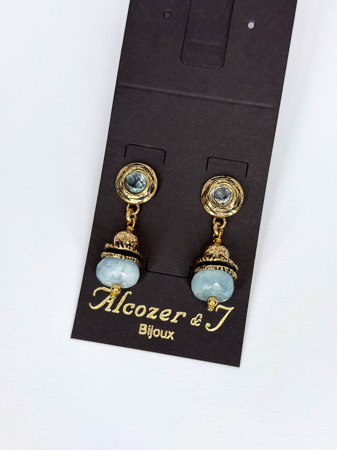 Серьги Alcozer & J с аквамарином и топазом