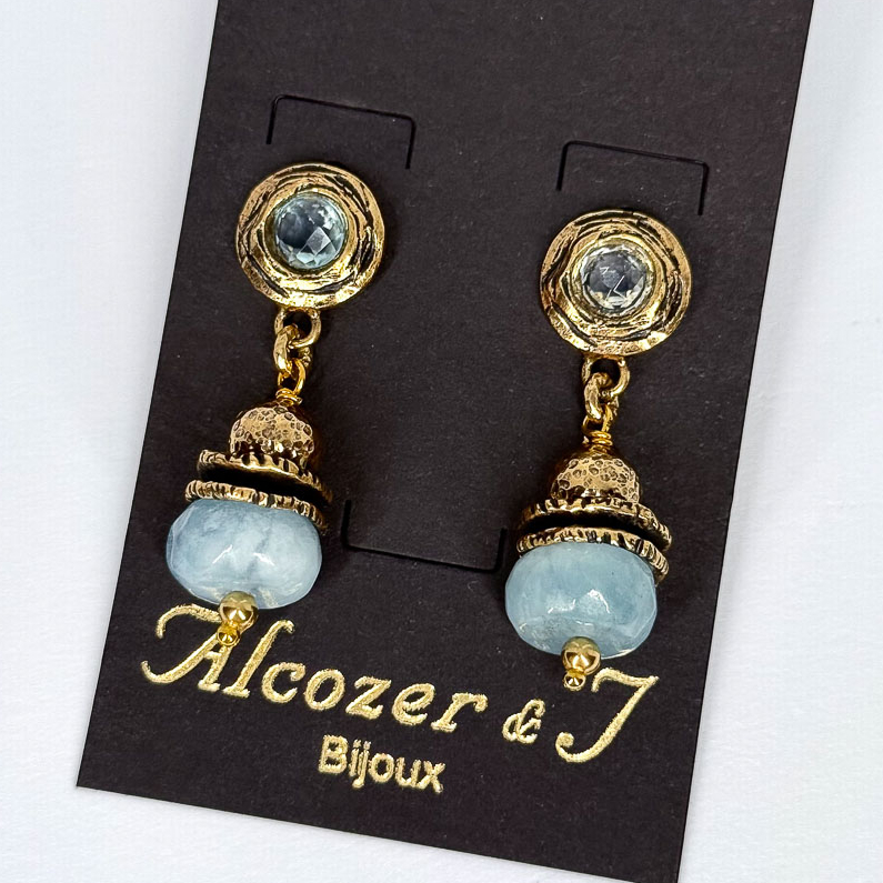 Серьги Alcozer & J с аквамарином и топазом