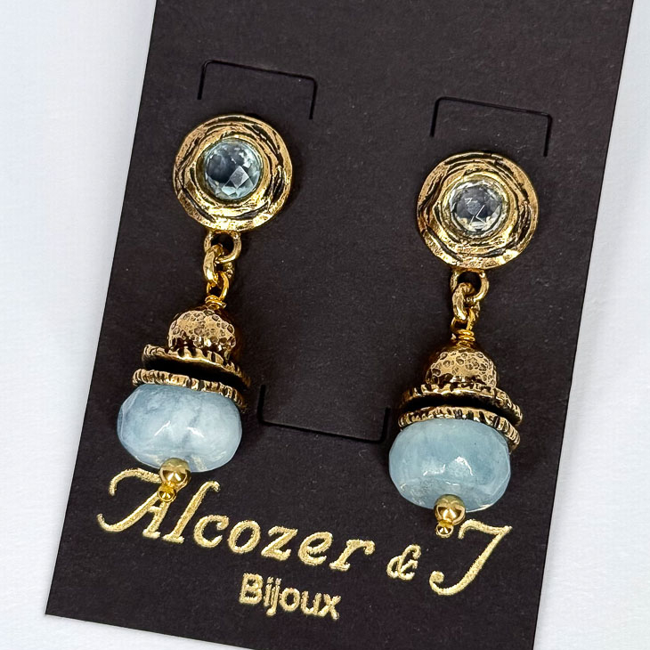 Серьги Alcozer & J с аквамарином и топазом