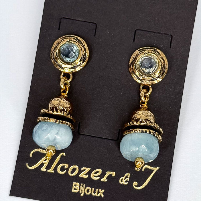 Серьги Alcozer & J с аквамарином и топазом