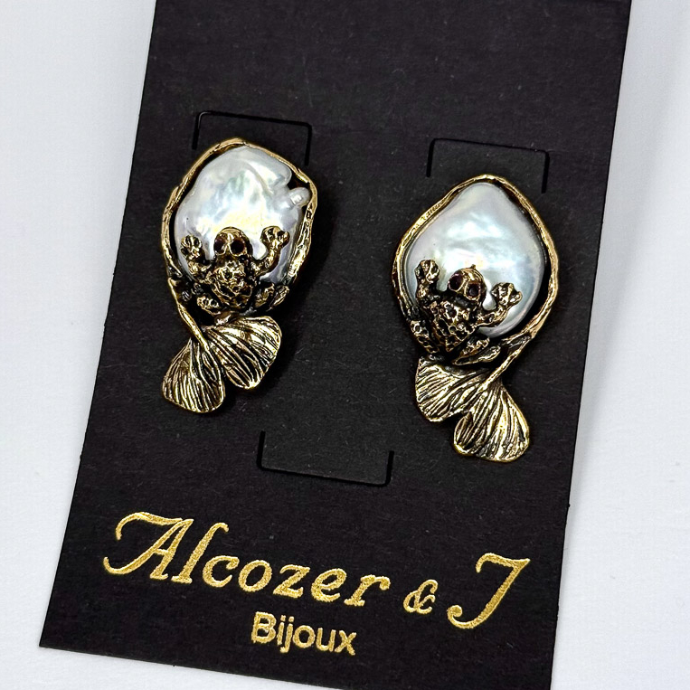 Серьги Alcozer & J с барочным жемчугом и гранатом