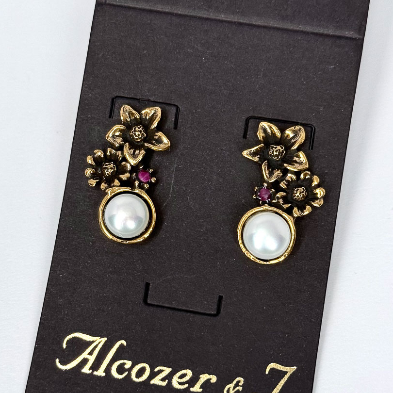 Серьги Alcozer & J с жемчугом и рубином