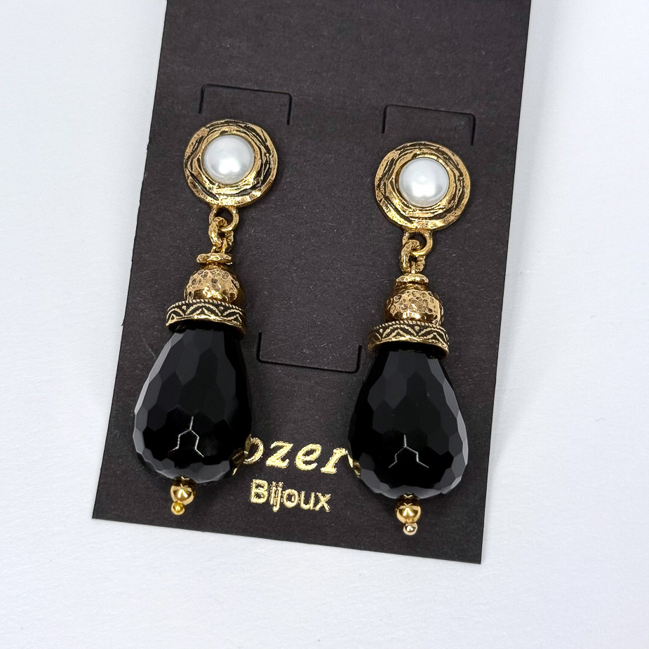 Серьги Alcozer & J с ониксом и жемчугом