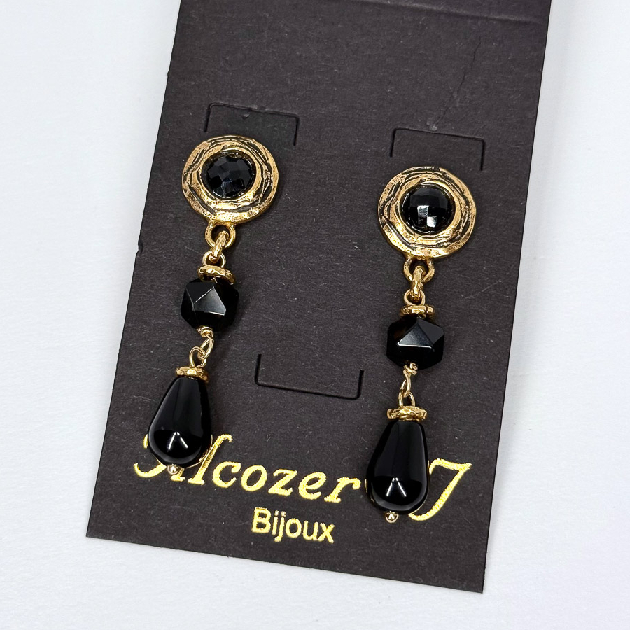 Серьги Alcozer & J с ониксом и шпинелью