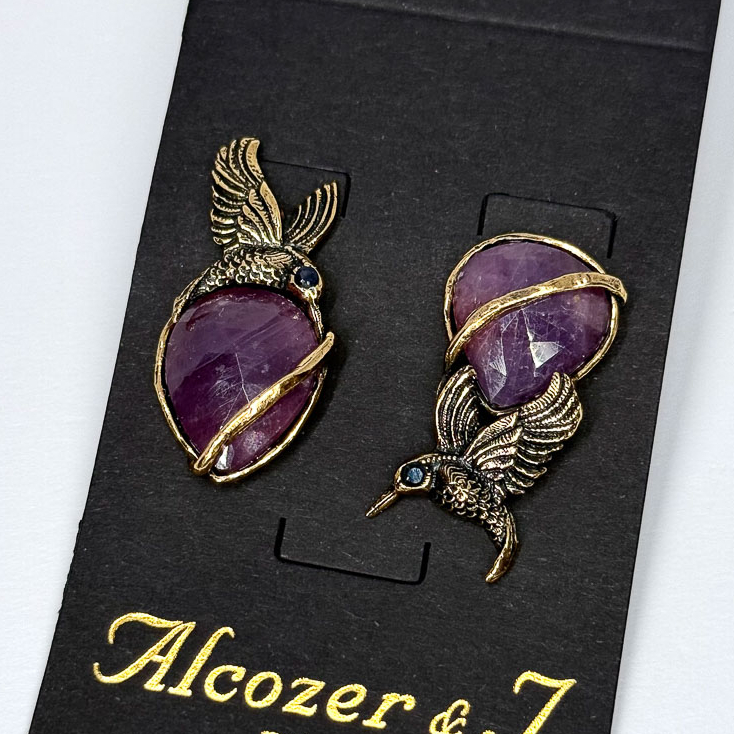 Серьги Alcozer & J с рубином и сапфиром