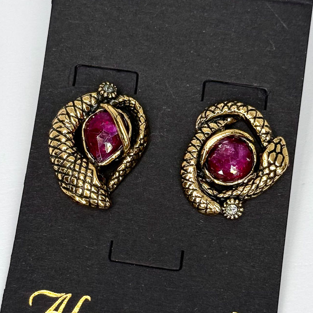 Серьги Alcozer & J с рубином и Swarovski