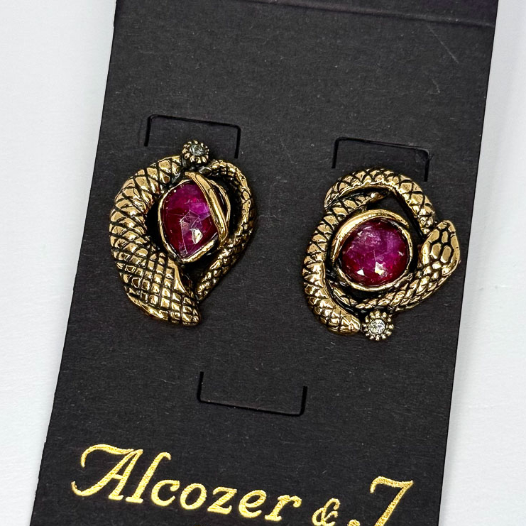 Серьги Alcozer & J с рубином и Swarovski