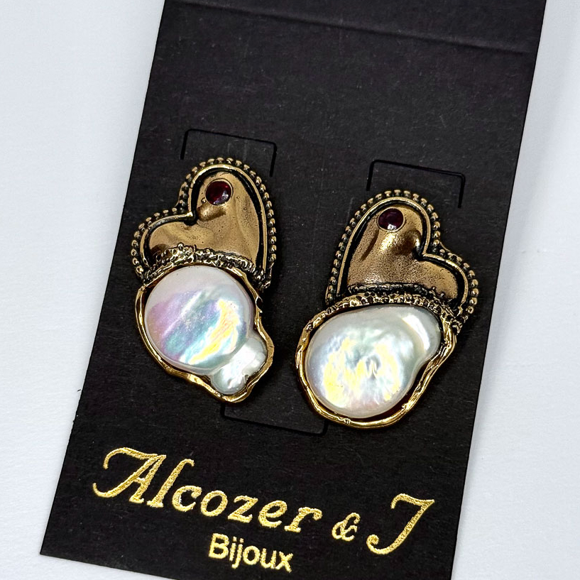 Серьги Alcozer & J с жемчугом и гранатом