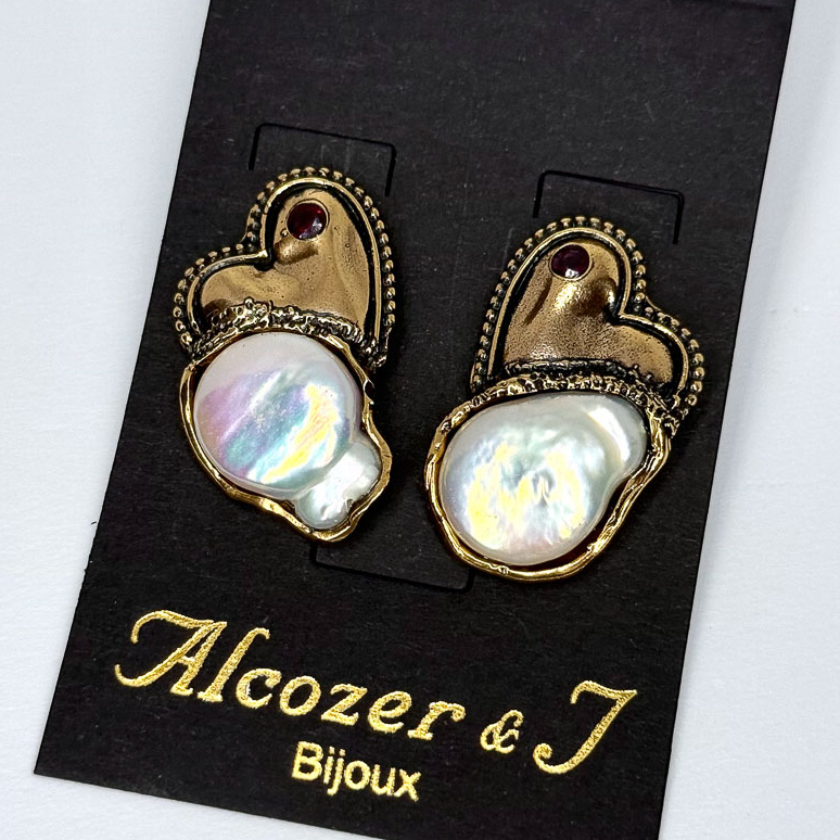 Серьги Alcozer & J с жемчугом и гранатом