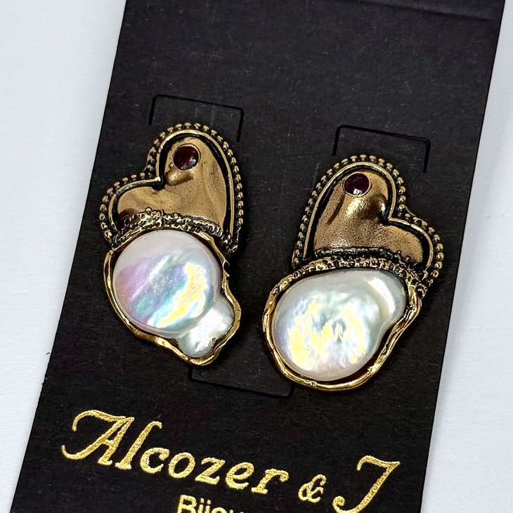 Серьги Alcozer & J с жемчугом и гранатом