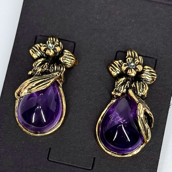 Серьги Alcozer & J с аметистом и Swarovski