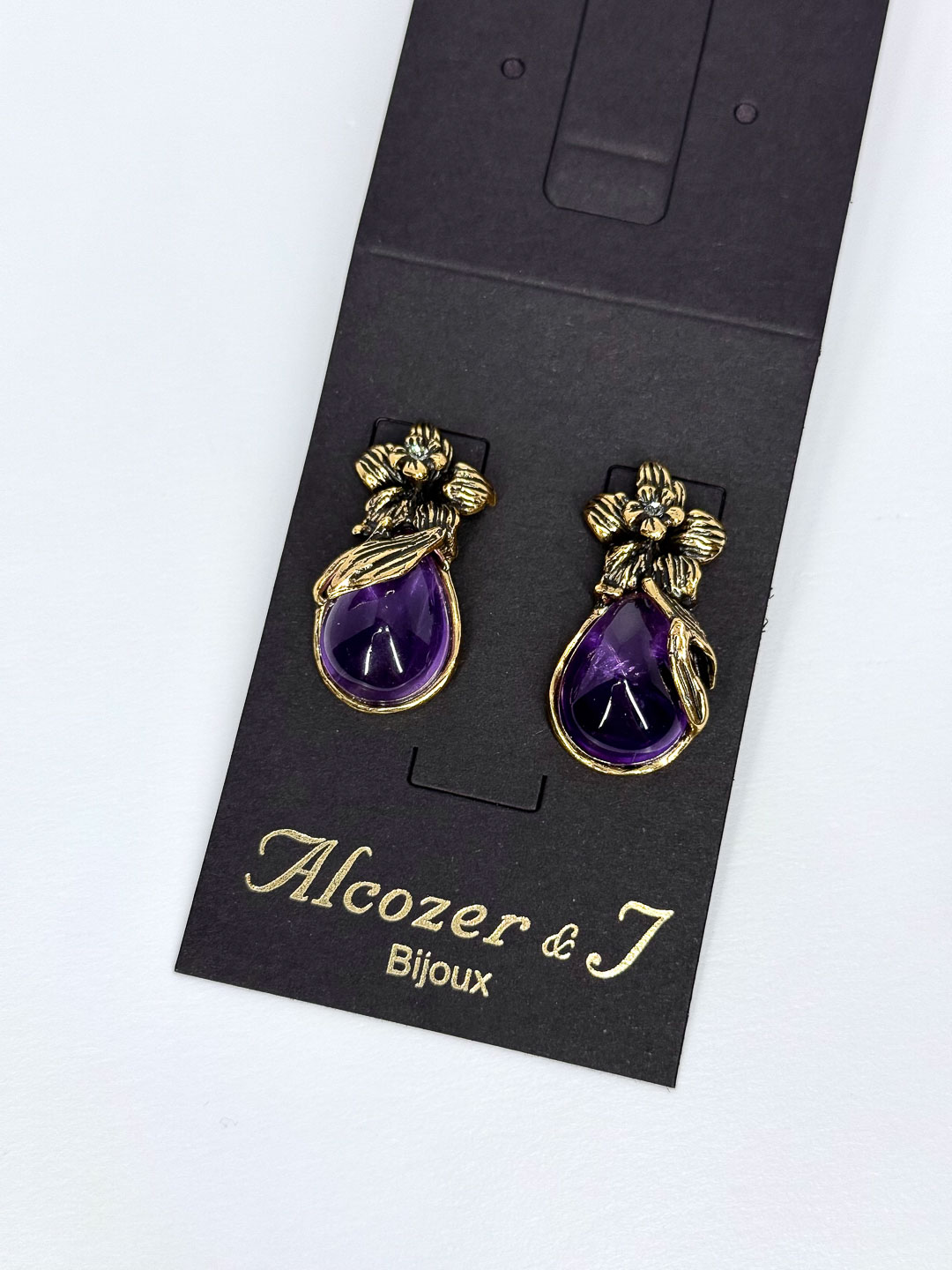Серьги Alcozer & J с аметистом и Swarovski