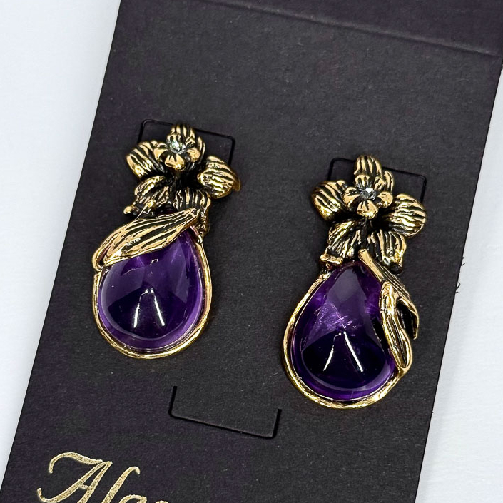 Серьги Alcozer & J с аметистом и Swarovski