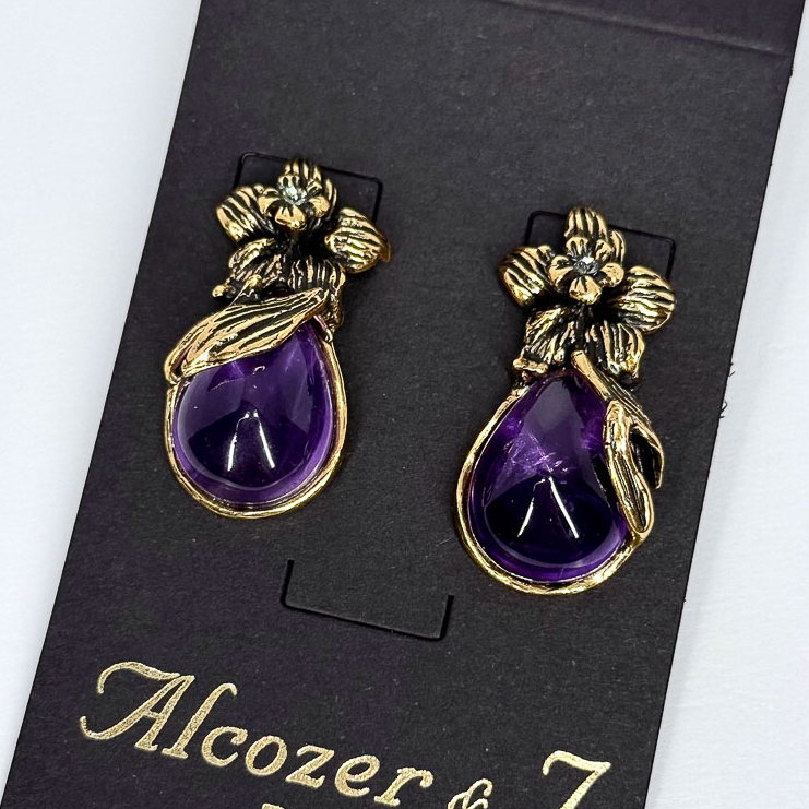 Серьги Alcozer & J с аметистом и Swarovski