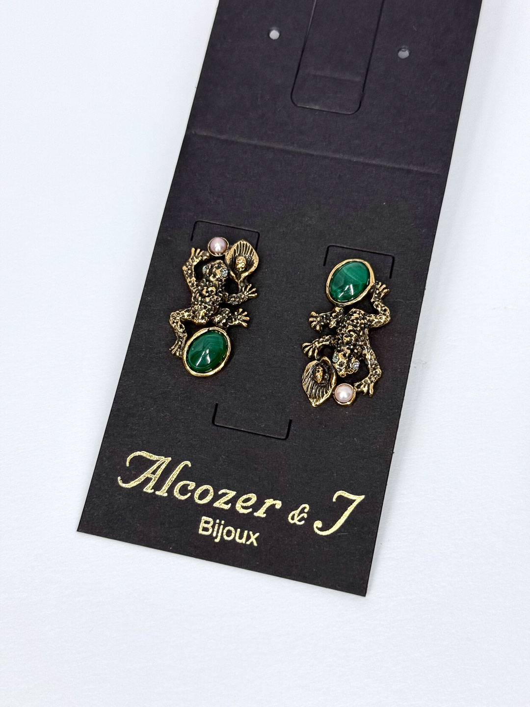 Серьги Alcozer & J с малахитом, жемчугом и Swarovski