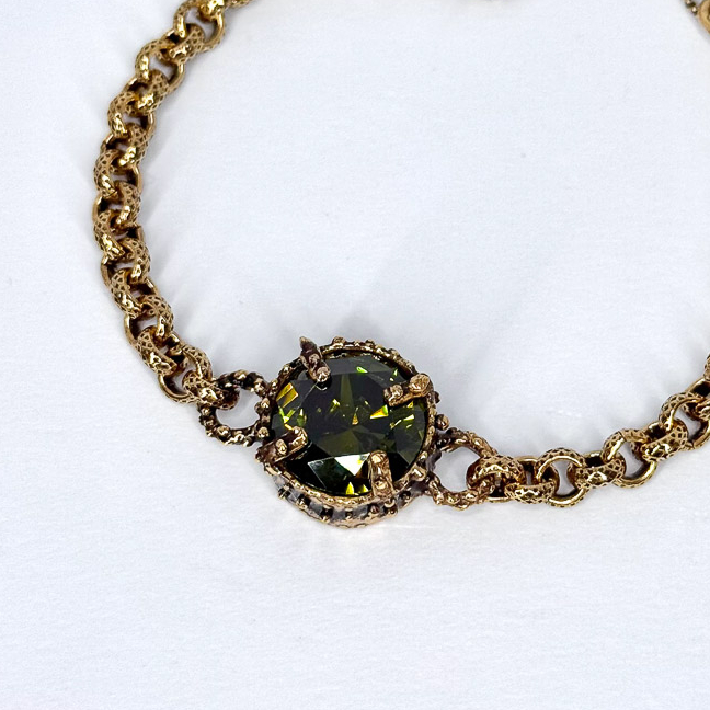 Браслет Alcozer & J Swarovski тёмно-зелёный