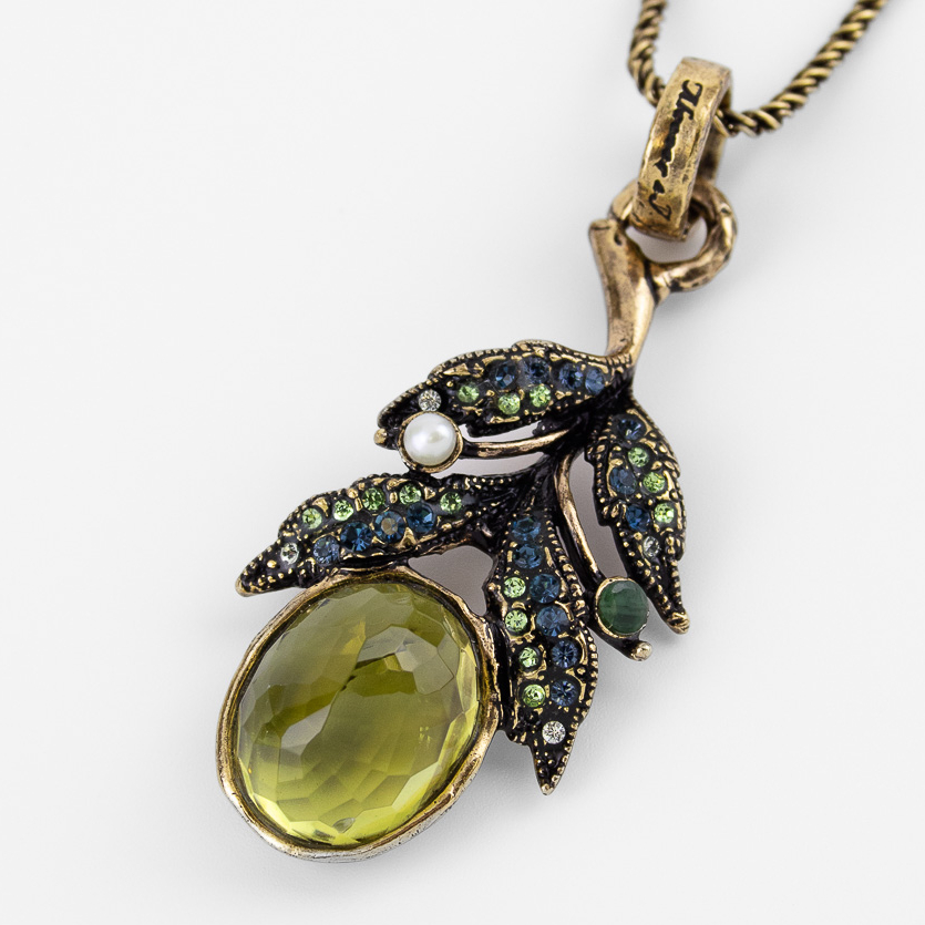 Колье Alcozer & J с празиолитом, изумрудом и Swarovski