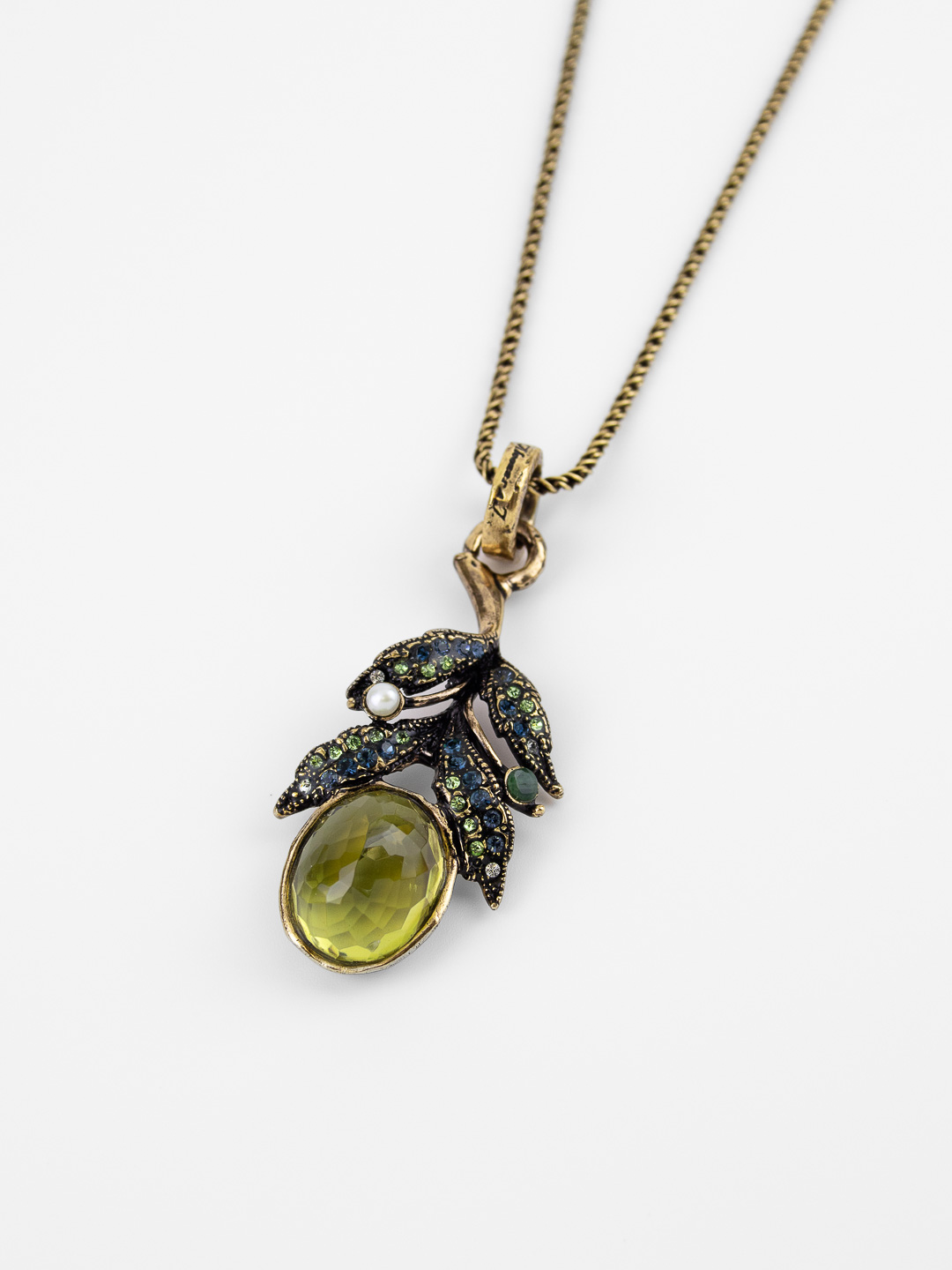 Колье Alcozer & J с празиолитом, изумрудом и Swarovski