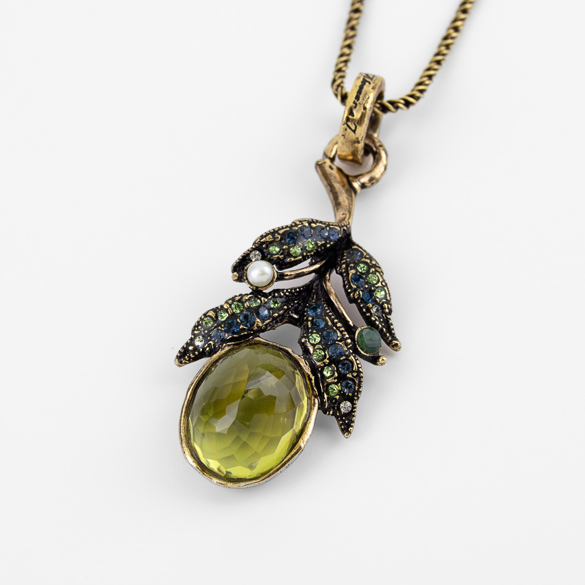 Колье Alcozer & J с празиолитом, изумрудом и Swarovski