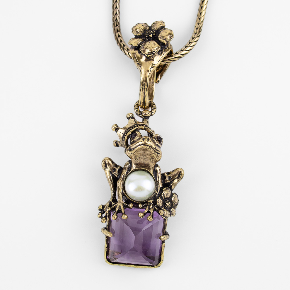 Колье Alcozer & J с аметистом и жемчугом