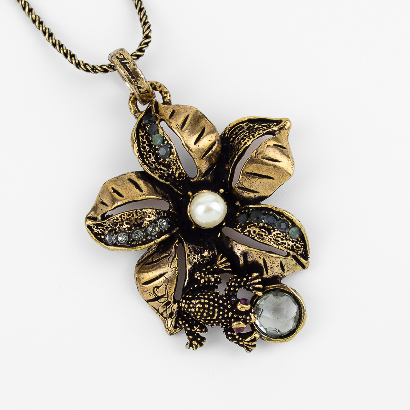 Колье Alcozer & J с цитрином, изумрудом и Swarovski