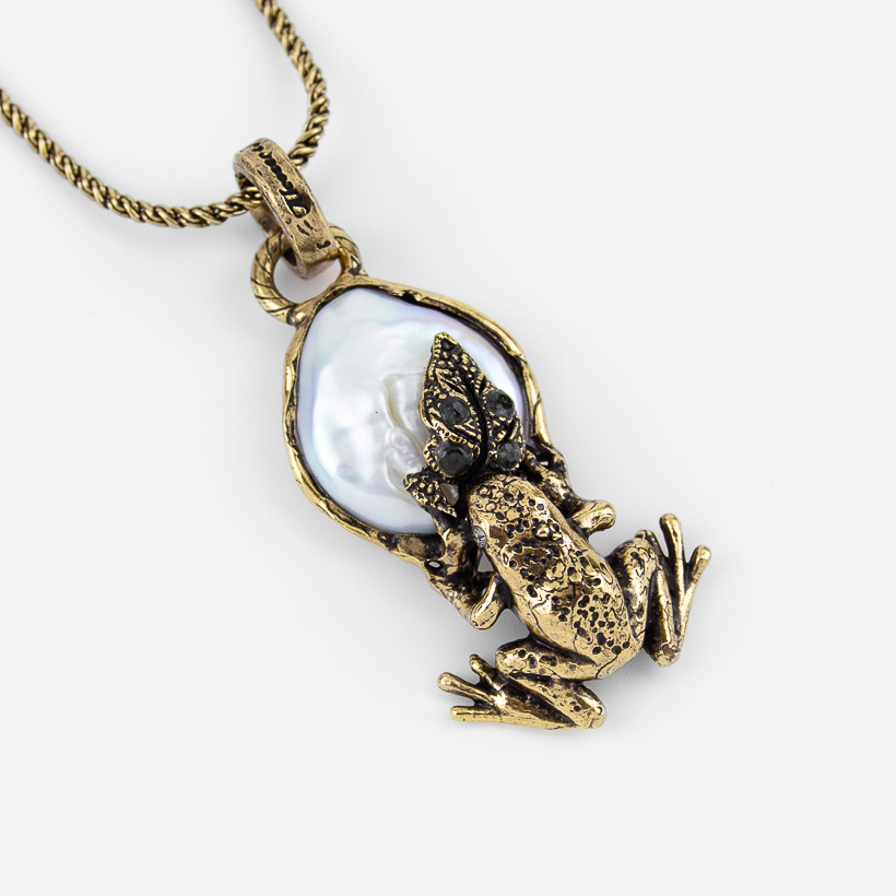 Колье Alcozer & J с жемчугом, изумрудом и Swarovski