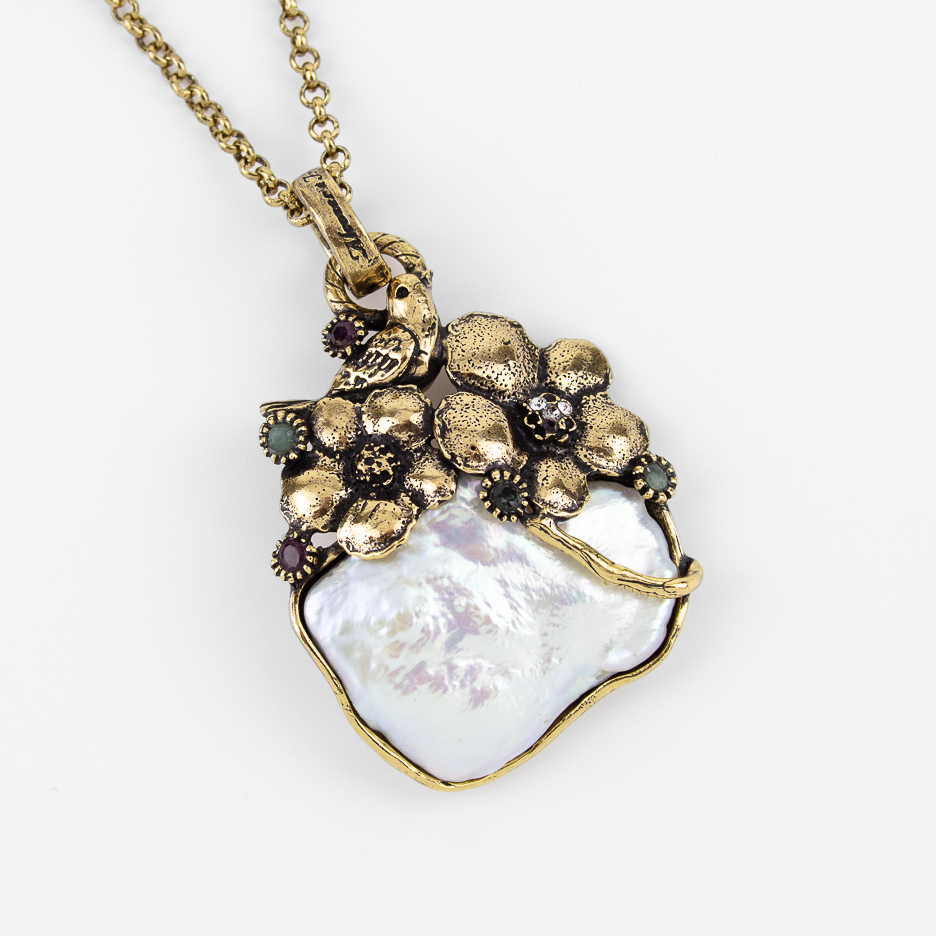 Колье Alcozer & J  с барочным жемчугом и миксом камней