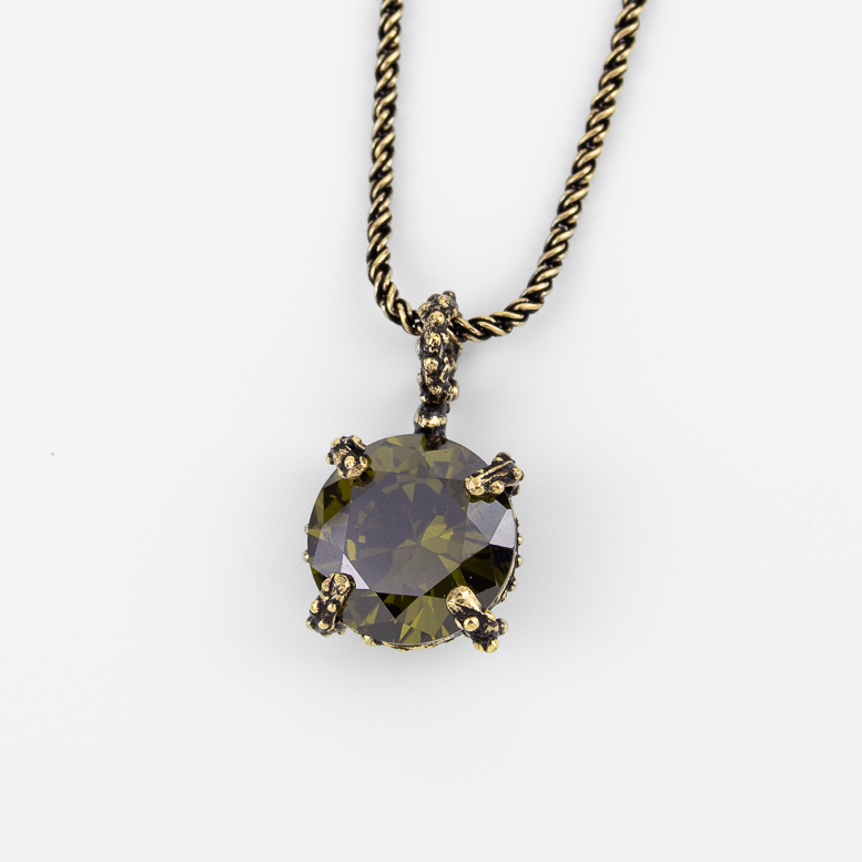 Колье Alcozer & J со Swarovski тёмно-зелёный