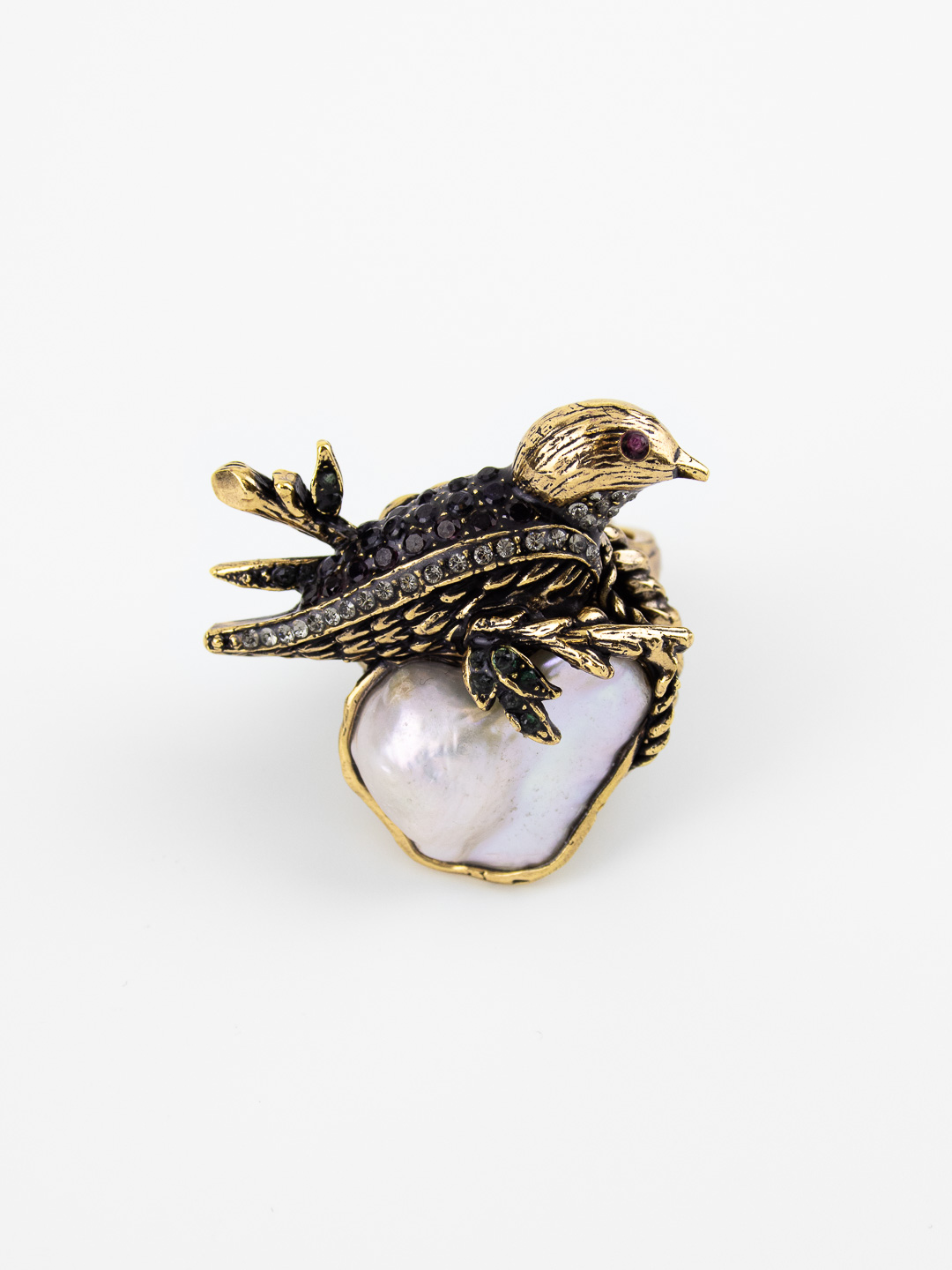 Кольцо Alcozer & J с барочным жемчугом, гранатом и Swarovski