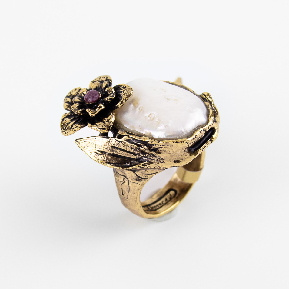 Кольцо Alcozer & J c эемчугом и рубином