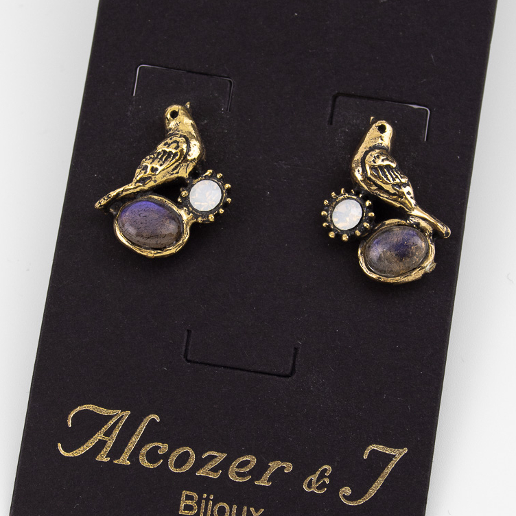 Серьги Alcozer & J с лабрадором и Swarovski