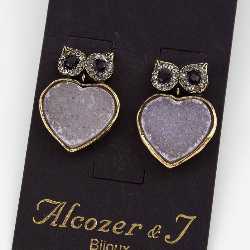 Серьги Alcozer & J с друзой агата и сапфирами