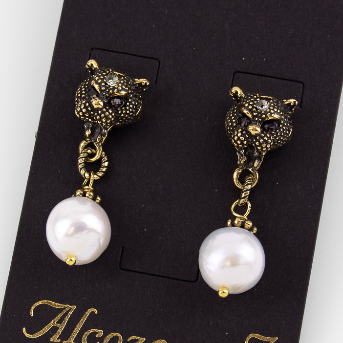 Серьги Alcozer & J с жемчугом, гранатом и Swarovski