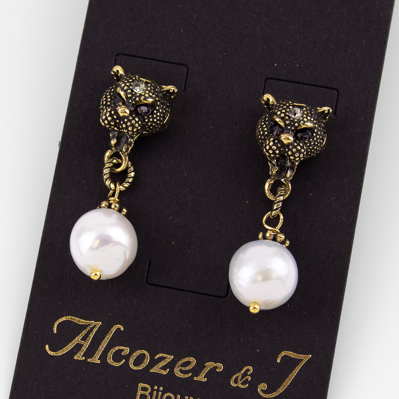 Серьги Alcozer & J с жемчугом, гранатом и Swarovski