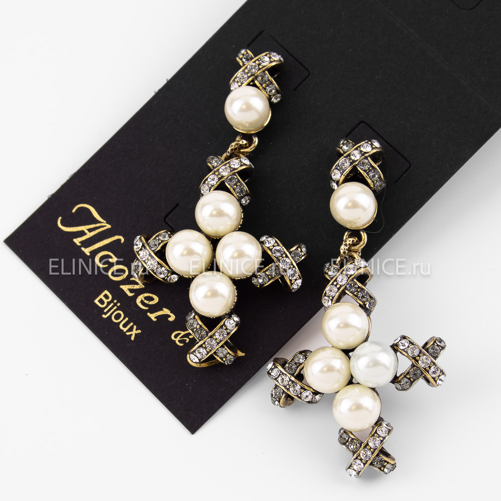 Серьги Alcozer & J с жемчугом и Swarovski