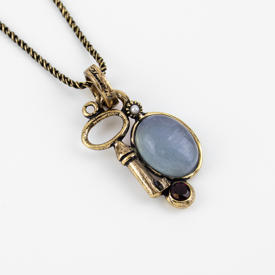 Колье Alcozer & J с аквамарином и гранатом