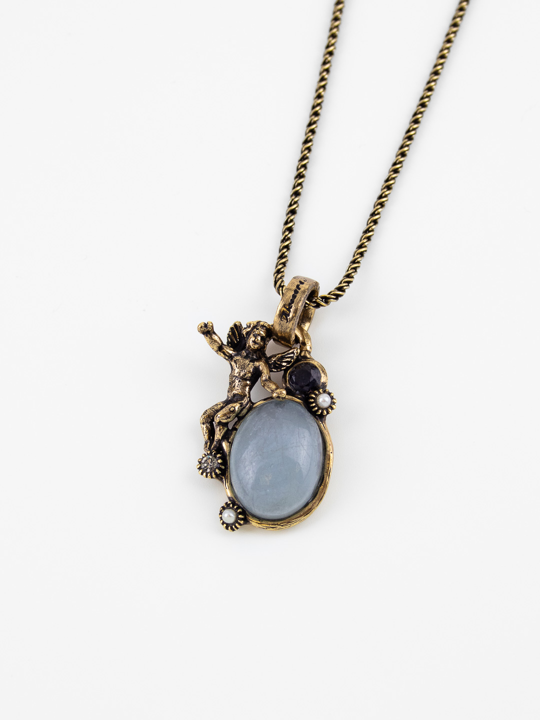 Колье Alcozer & J с аквамарином, сапфиром, Swarovski