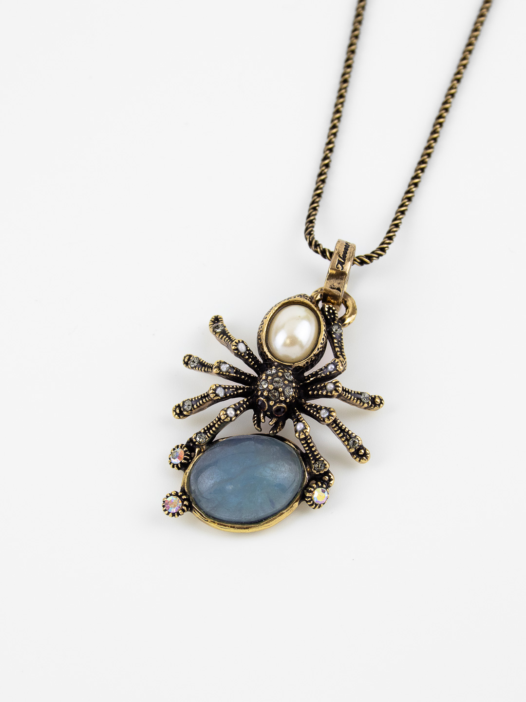 Колье Alcozer & J с аквамарином, жемчугом и Swarovski