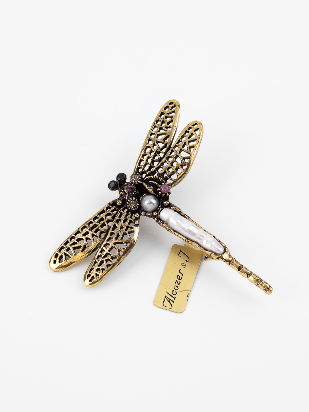 Брошь Alcozer & J с жемчугом, рубином и Swarovski