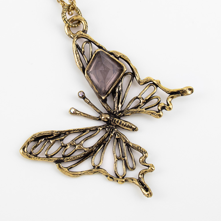 Колье Alcozer & J с розовым кварцем и Swarovski