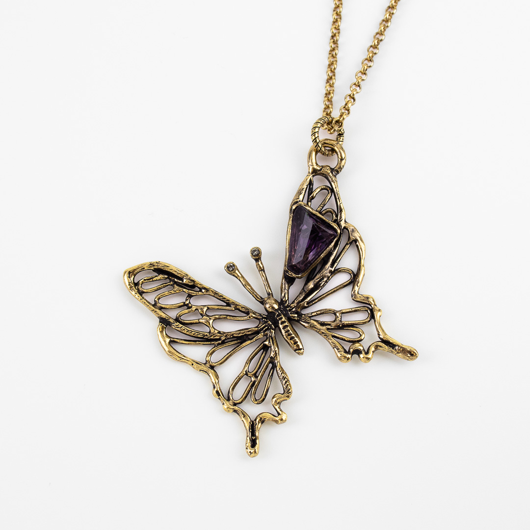 Колье Alcozer & J с аметистом и Swarovski