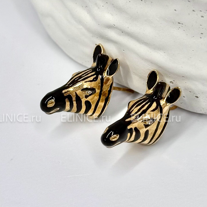 Серьги POLINA FIRENZE OR4288 Зебры золотые