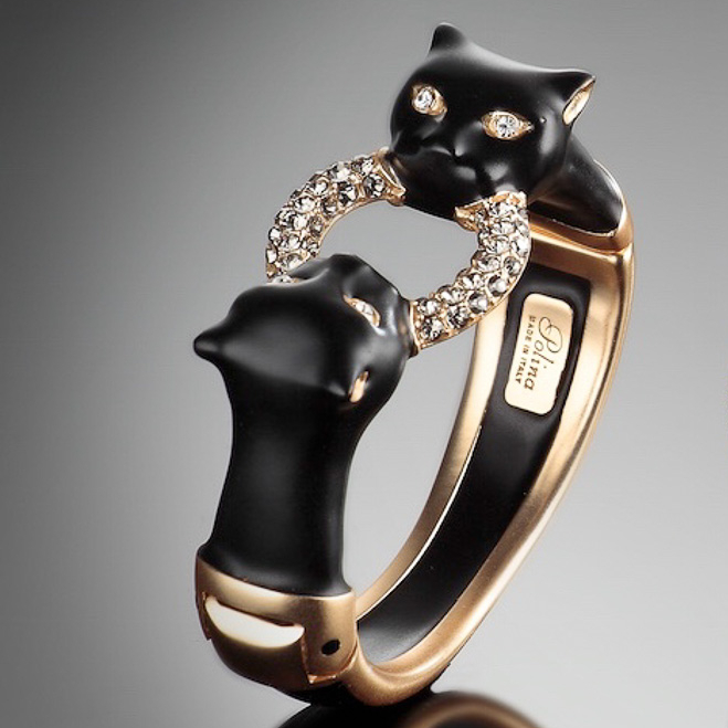 Браслет POLINA FIRENZE BR1415 Чёрные пантеры с кольцом крупные