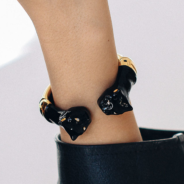 Браслет POLINA FIRENZE BR1991 Чёрные пантеры крупные