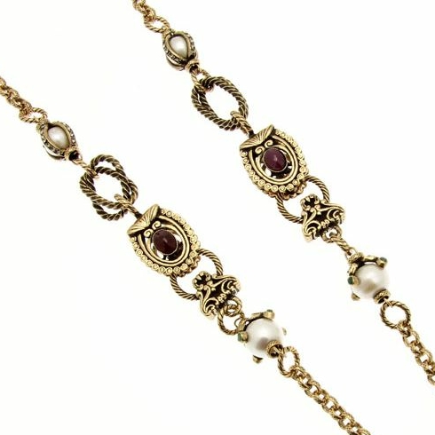 Колье ALCOZER & J C3981C c рубином, жемчугом и Swarovski