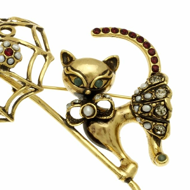 Брошь Alcozer & J S4389C с гранатом, изумрудом, микрожемчугом и Swarovskii
