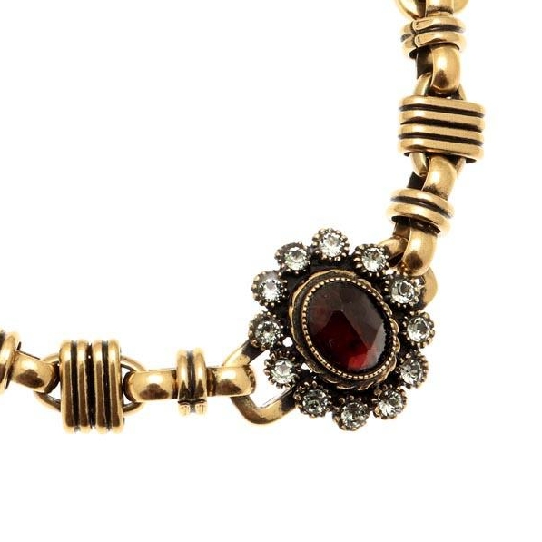 Браслет ALCOZER & J B5459C с гранатом, микрожемчугом и Swarovski