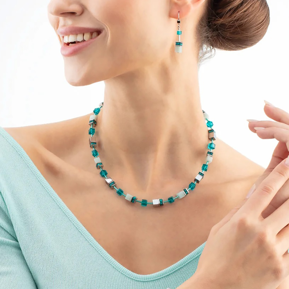 Колье Dark Green-Silver Coeur de Lion 4010/10-0548