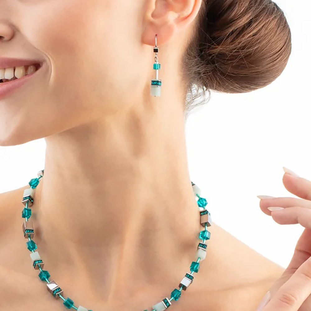 Серьги Dark Green-Silver Coeur de Lion 4010/20-0548